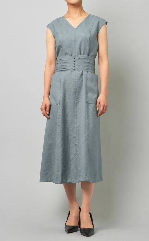 ベルト付フロントポケットワンピース