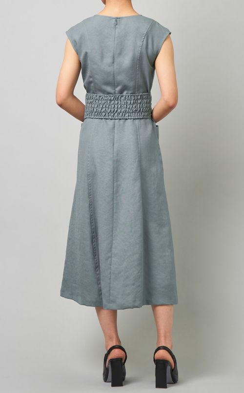 ベルト付フロントポケットワンピース