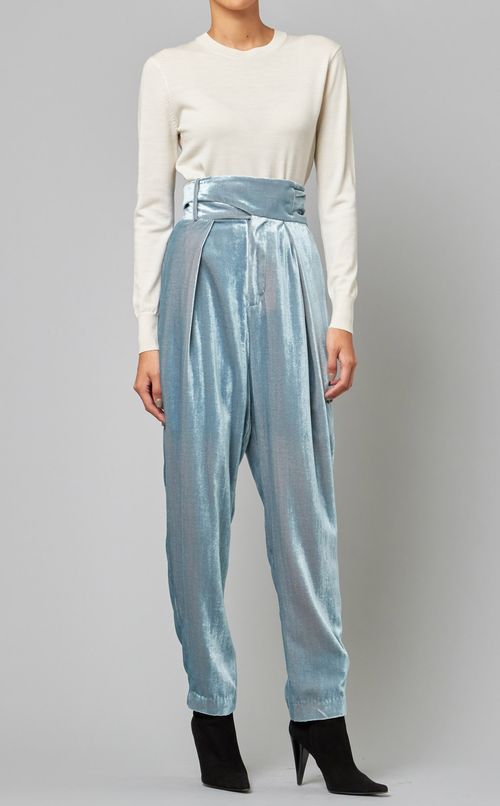 シャンブレーベルベットテーパードパンツ