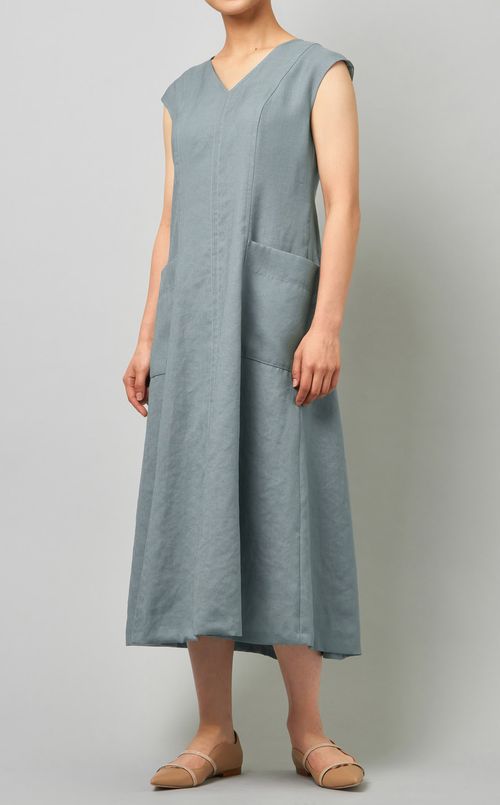 ベルト付フロントポケットワンピース