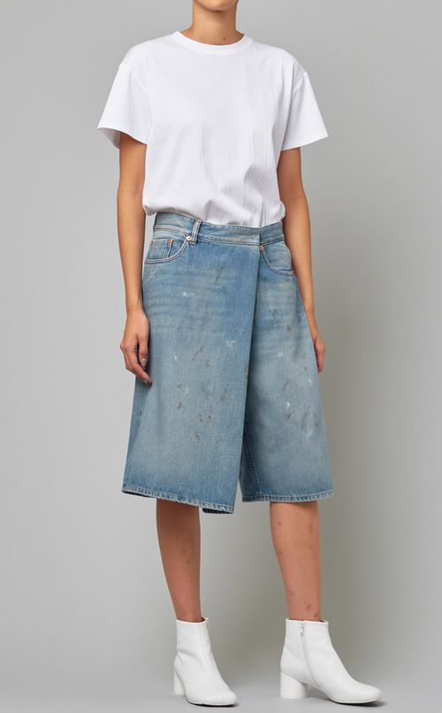 ラップキュロットデニムパンツ