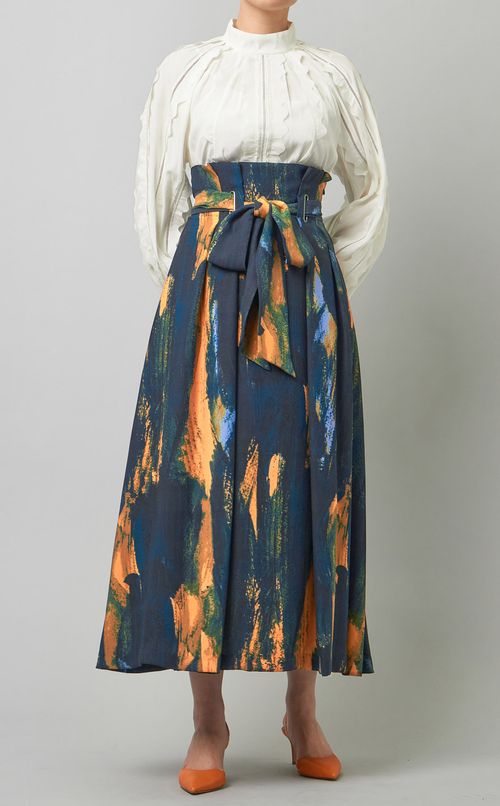 ウエストリボンプリントスカート