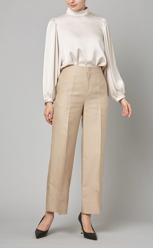 ハイネックギャザースリーブブラウス