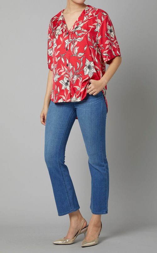 フラワープリントオープンカラーシャツ