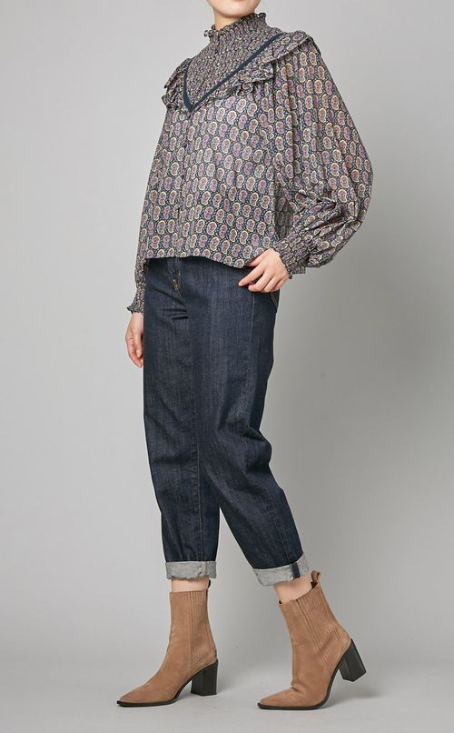 シャーリングスタンドブラウス