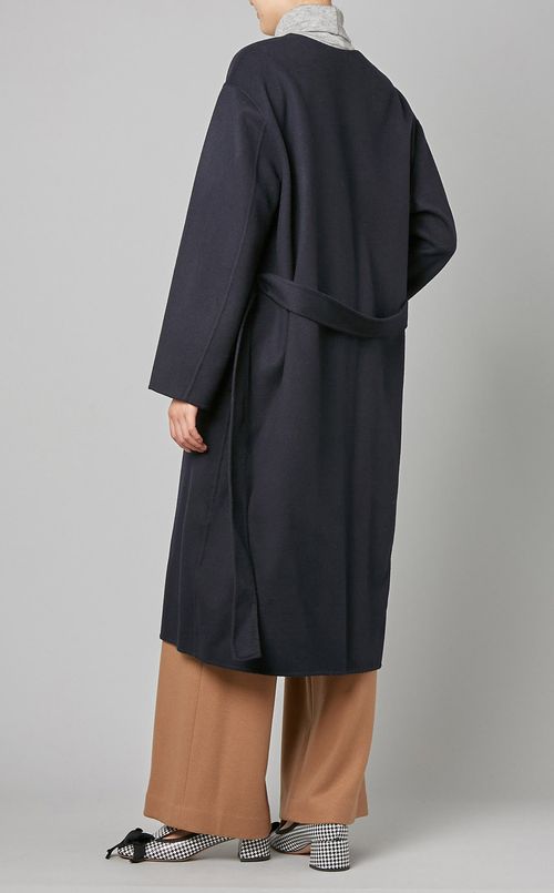 ウールカシミヤノーカラーラップコート