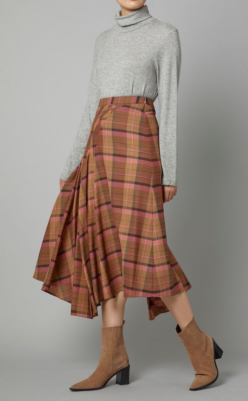 チェック柄ドレープスカート