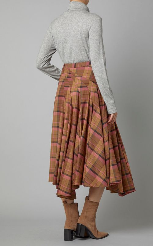 チェック柄ドレープスカート