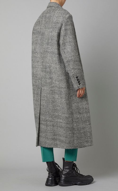 ダブルブレストウールツイードロングコート