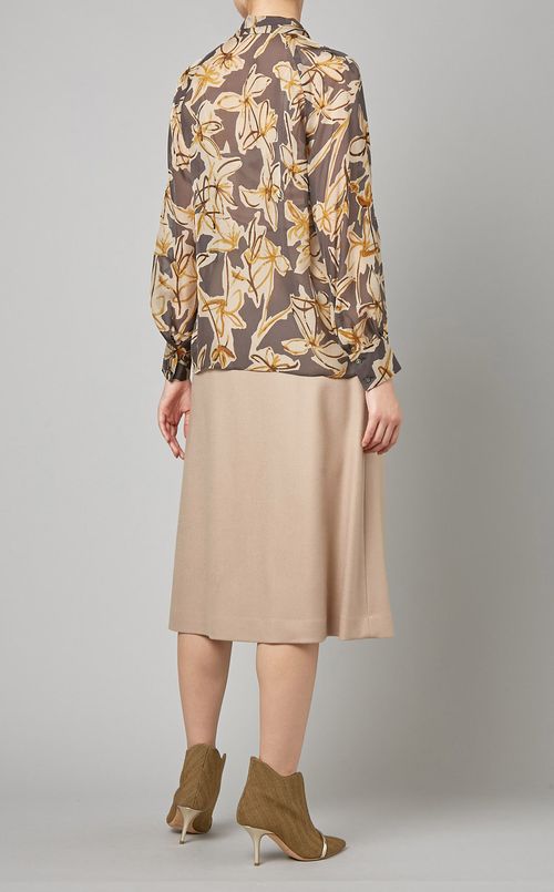 フラワーロングボウタイブラウス