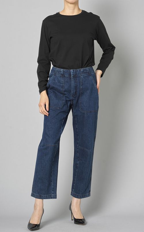 ウォッシュドデニムハイウエストパンツ