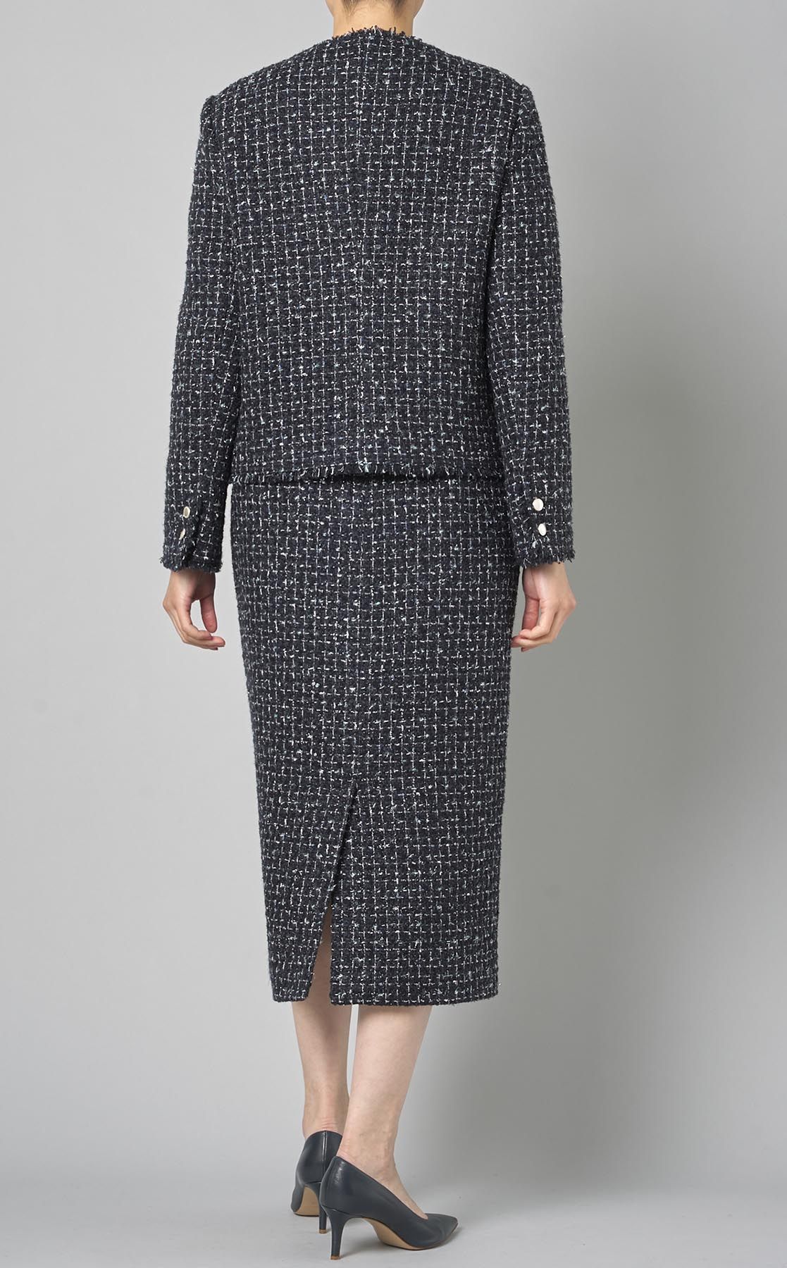 theory luxe ノーカラージャケット 黒と白のツイード theory luxe ノーカラージャケット 黒と白のツイード CLASSY WINTER