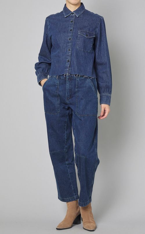 ウォッシュドデニムハイウエストパンツ