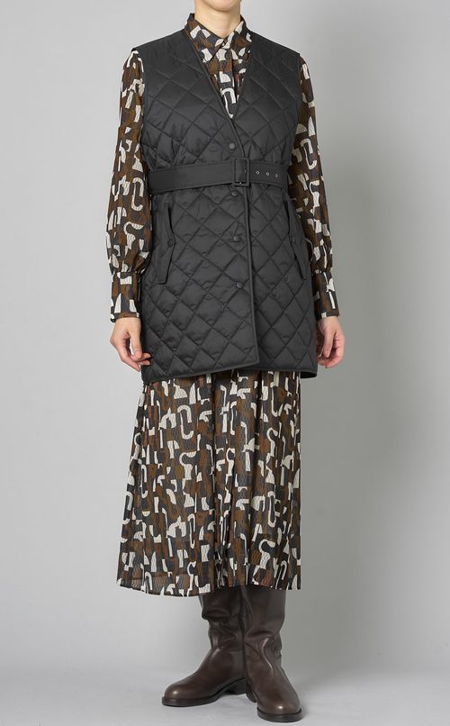 ベルト付ダイヤキルトベスト