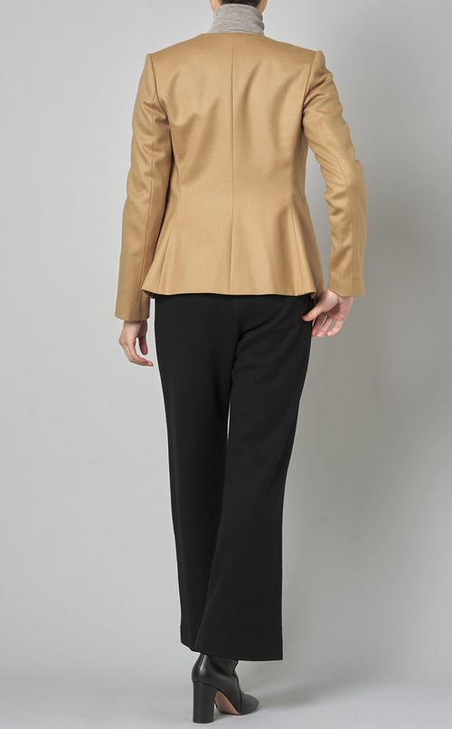 ウールサキソニーノーカラージャケット