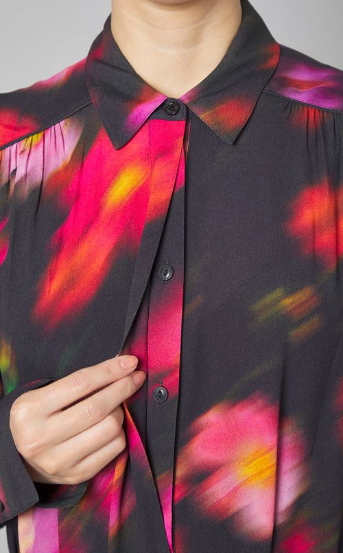 フラワープリントロングシャツワンピース