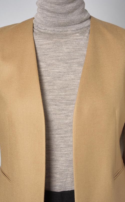 ウールサキソニーノーカラージャケット