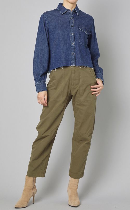 コットンハイウエストクロップパンツ