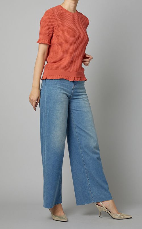 フリルスリーブニットプルオーバー