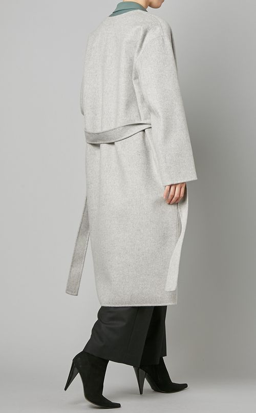 ウールカシミヤノーカラーラップコート