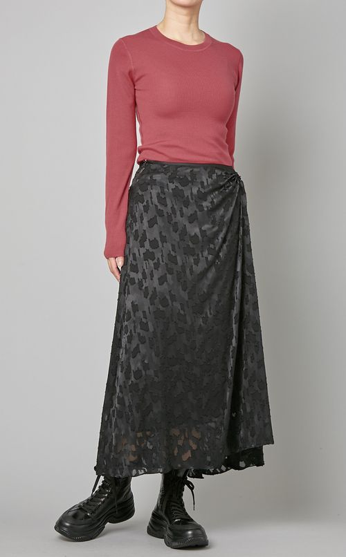 ジャカードギャザーロングスカート