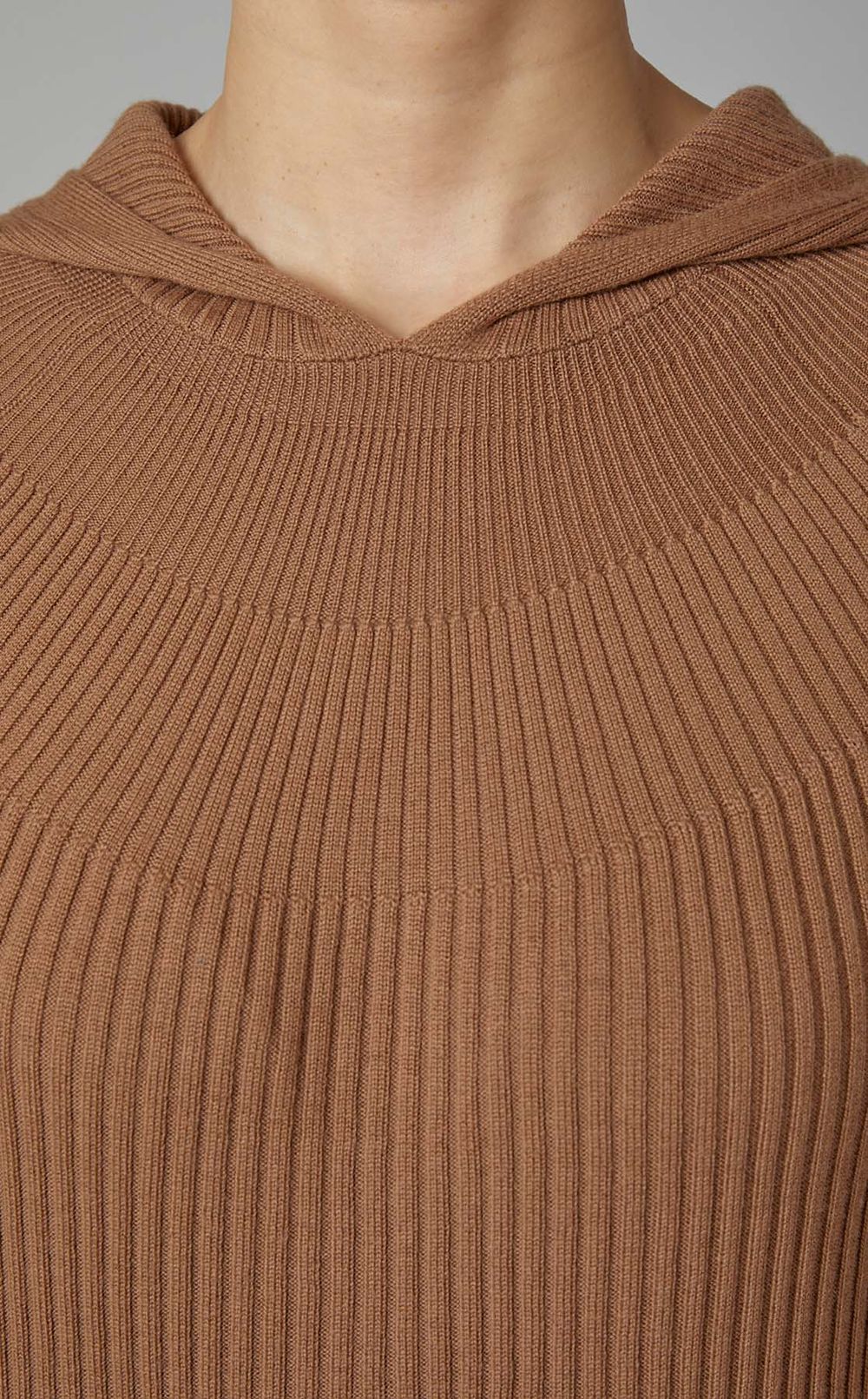 リブニットフーディワンピース