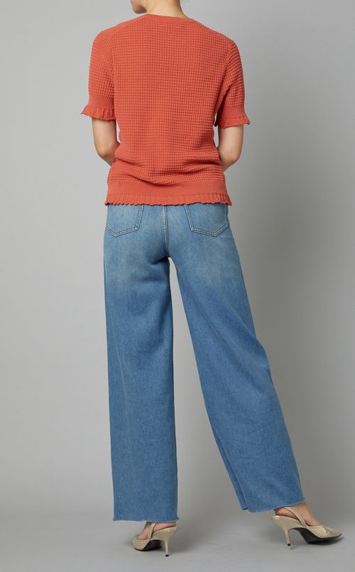 フリルスリーブニットプルオーバー