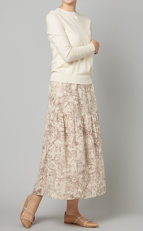 プリントロングティアードスカート