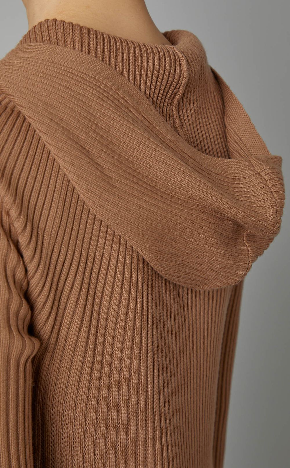 リブニットフーディワンピース