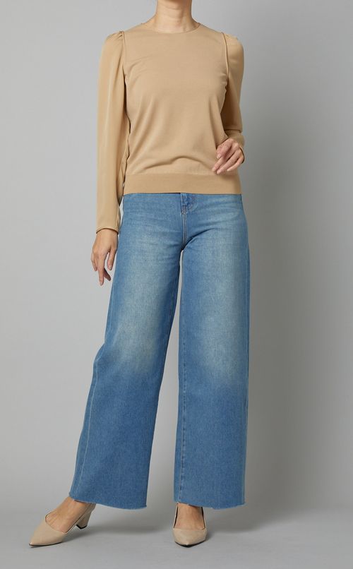 異素材パフスリーブプルオーバー