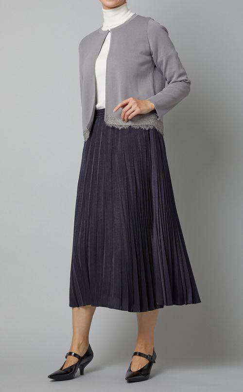 クルーネックミラノリブカーディガン