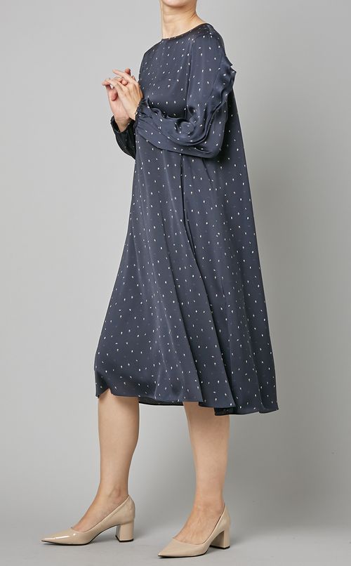 フリルディティールプリントワンピース