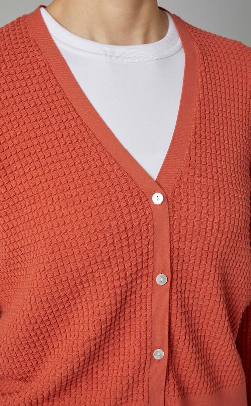 コットンレーストリムカーディガン