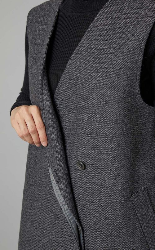 ツイードジップスリットジレ