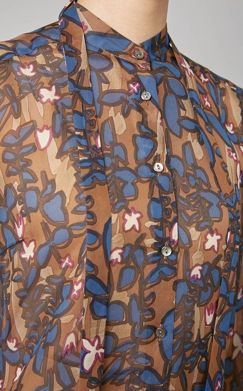 フラワープリントボウタイブラウス