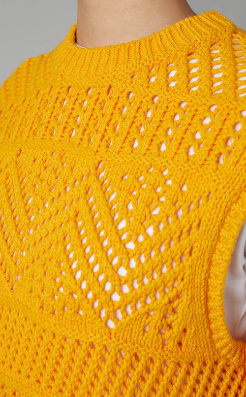 すかし編みノースリーブニットトップス