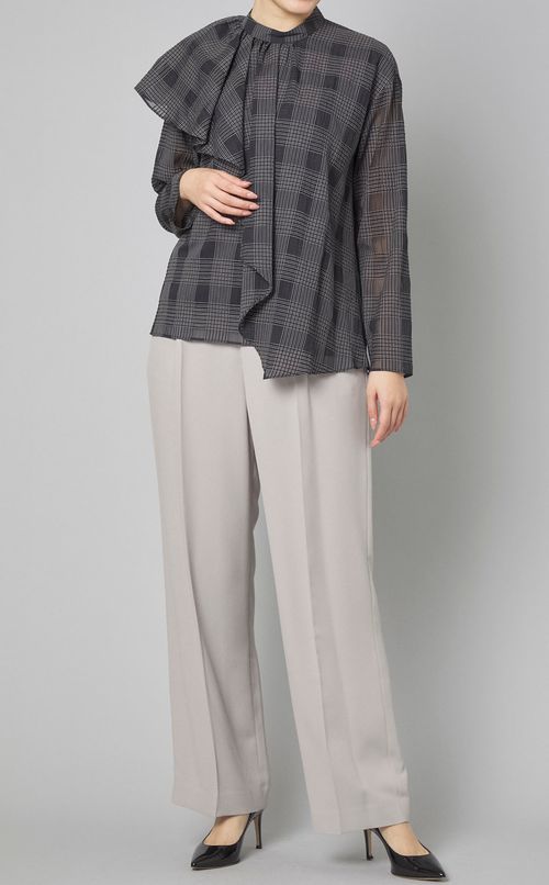 ジョーゼットタックストレートパンツ