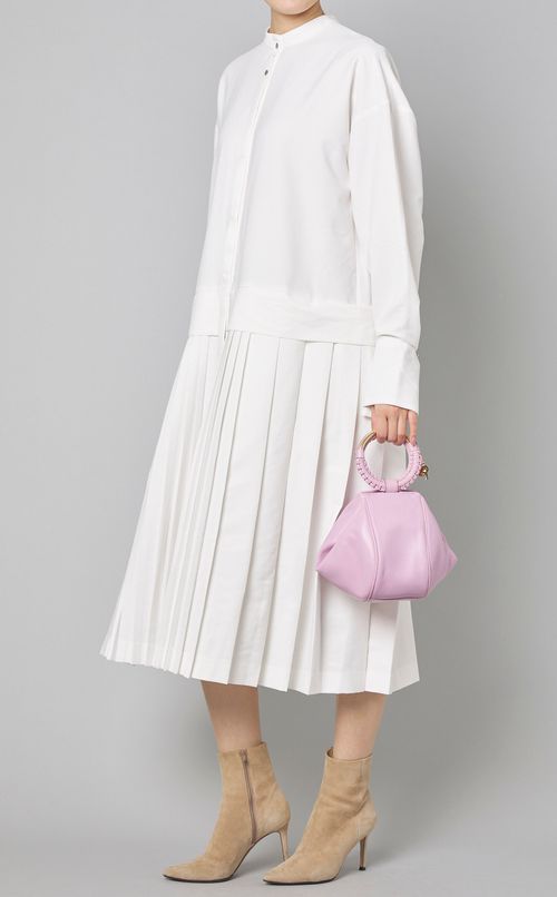 サークルハンドルレザーショルダーバッグ