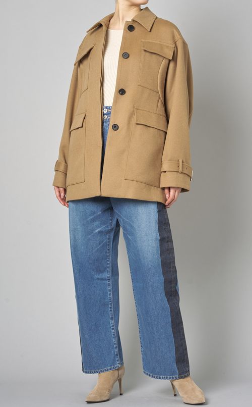 ウールビッグポケッ卜ジャケットコート