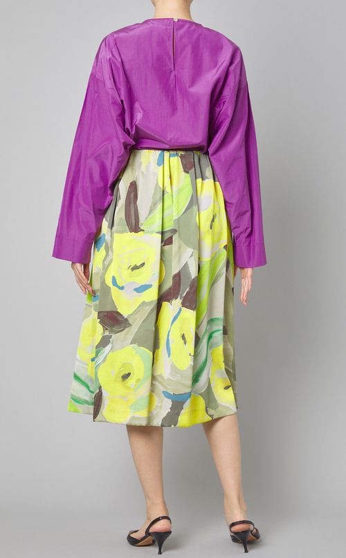 フラワープリントタックスカート