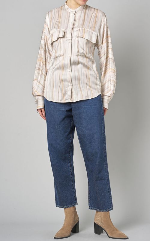 マーブルプリントドレープシャツ