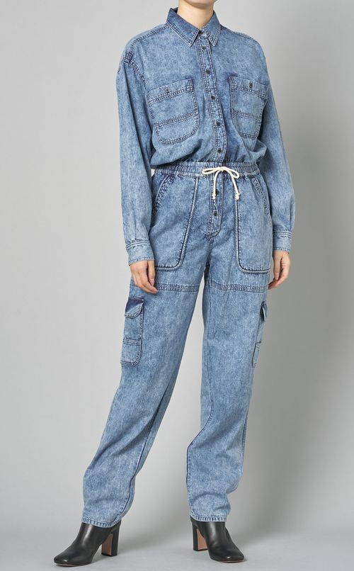 ウォッシュドデニムジャンプスーツ