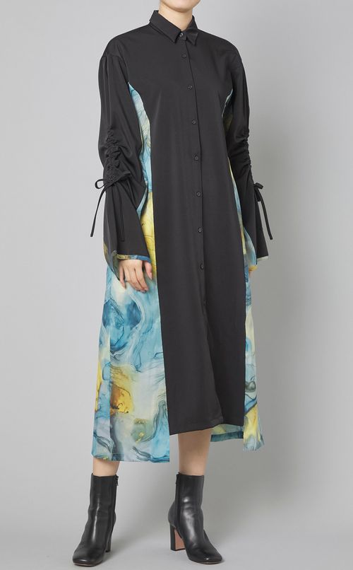 マーブルペイントパネルワンピース