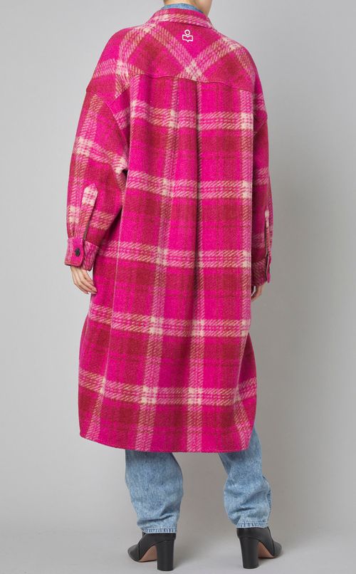 ウールチェックロングシャツコート