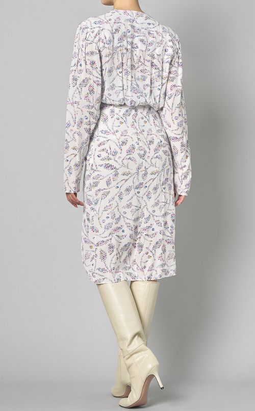 プリントVネックタイトワンピース