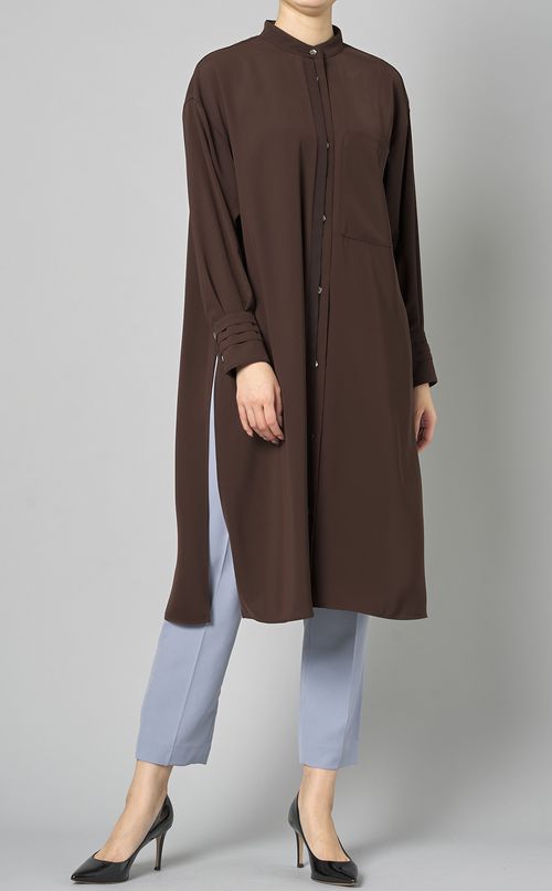 ベルトレスアセテートテーパードパンツ