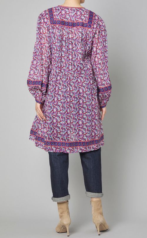 プリントスモックギャザーブラウス