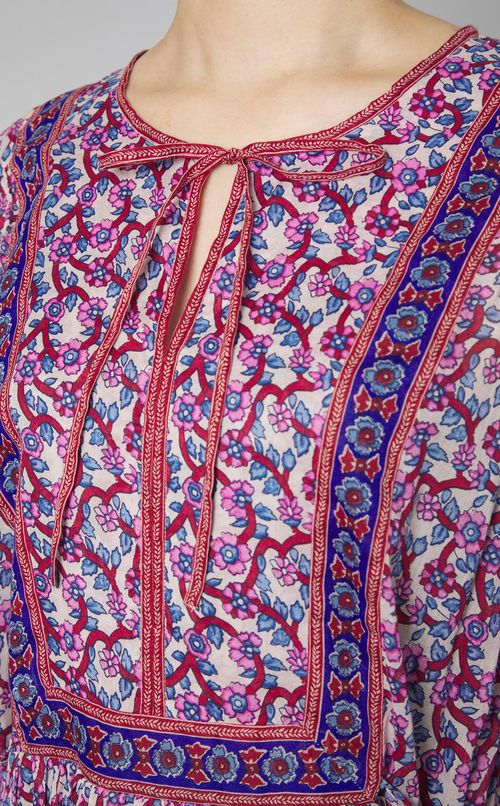 プリントスモックギャザーブラウス