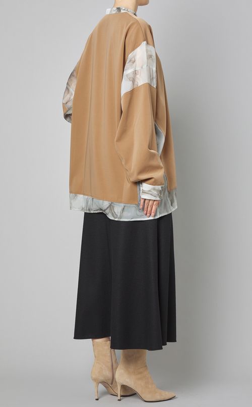 マーブルペイントノーカラーシャツ