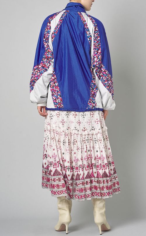 カラーブロックナイロンブルゾン